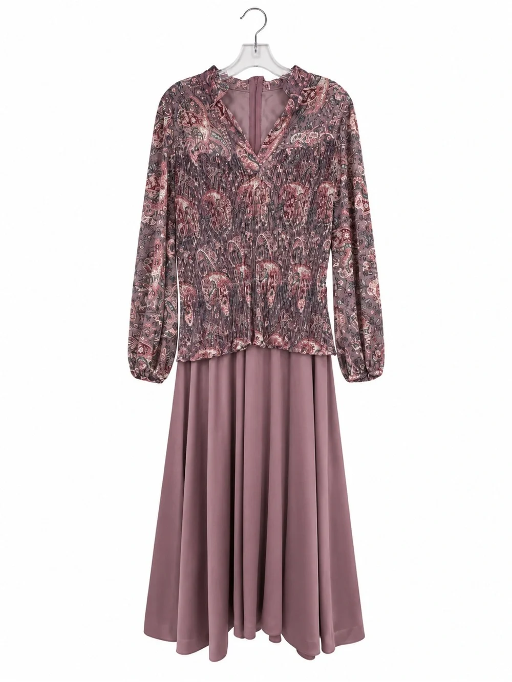 Liz Roberts Vintage Mauve Paisley Midi Dress Size 16